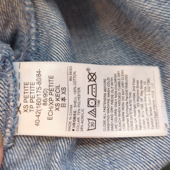 ✨HP✨ Gap Denim Long Sleeve Oversized Sherpa Jean Jacket Women's Petite XS - Picture 10 of 10